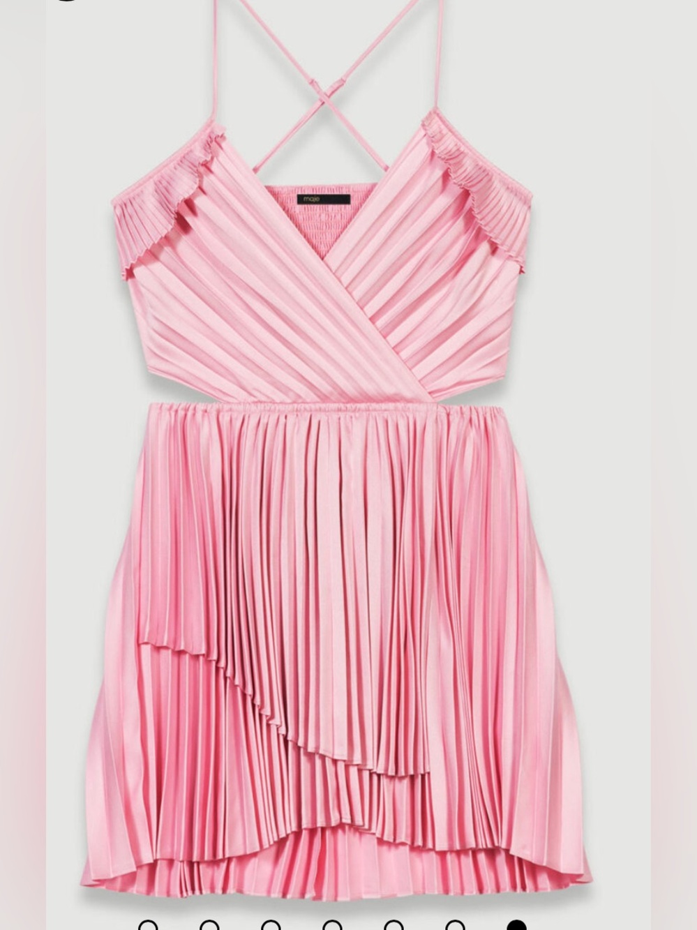 NWOT Maje Light Pink Smocked V-Neck Slip Dress with Crossback Straps, Size US 10